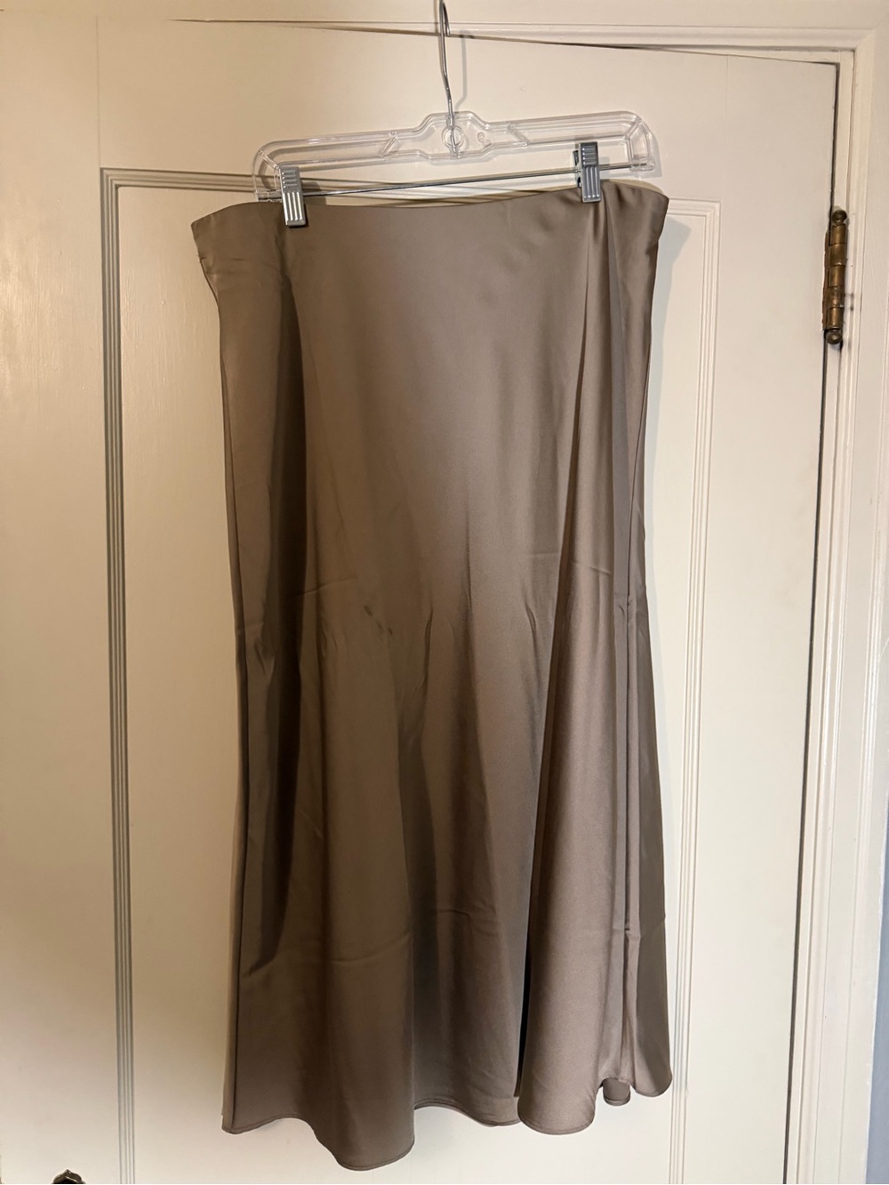 J.Crew Gold Taupe Satin Midi Maxi Ankle Length A-Line Slip Skirt L